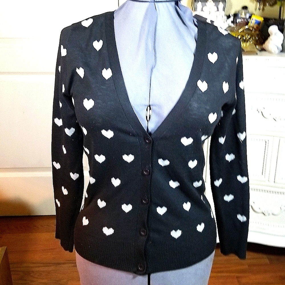 Black  v neck button down cardigan